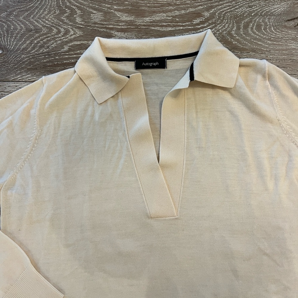 Autograph brand Cream Long Sleeve Collared Sweater
